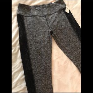 •MAURICES• Gray Leggings With Black Lace Trim• XL